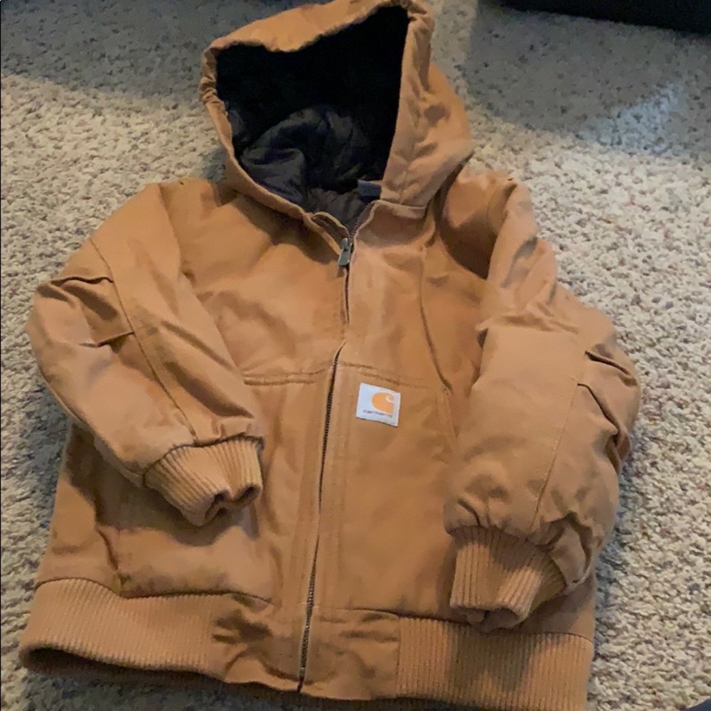 Boys Carhartt heavy jacket with hood. Never worn